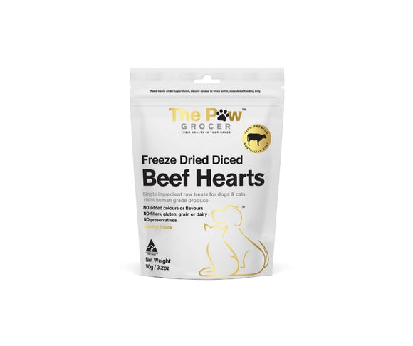 The Paw Grocer Freeze Dried Diced Beef Hearts 90g