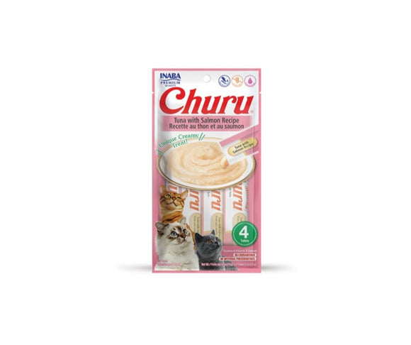 Inaba Churu Creamy Puree Cat Treat Tuna and Salmon Recipe 4P