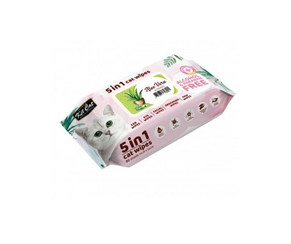 Kit Cat Anti- Bacterial Wipes for Cats Aloe Vera 80 sheets