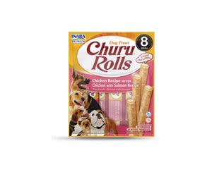 Inaba Dog Churu Rolls Chicken and Salmon Wraps 96g