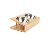 Double Slope Bamboo Cat Feeder