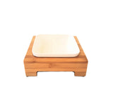 Single Square Bamboo Feeder with Melamine bowl