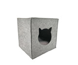 Cube shaped felt cat bed with cushion