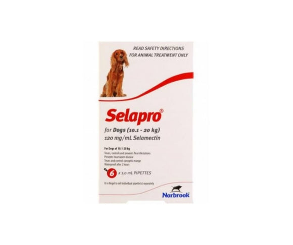 Selapro for Spot on Flea Treatment for Dogs 10.1kg-20kg