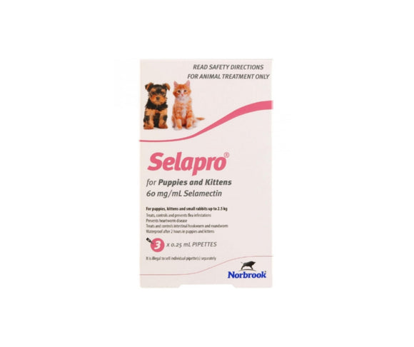 Selapro for Spot on Treatment for Puppies, Kittens and Rabbits <2.5kg