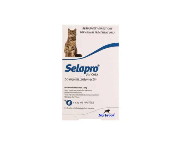 Selapro for Spot on Treatment for Cats 2.6kg-7.5kg