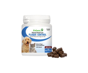 VETNEX Plaque Control Beef Liver for Dogs and Cats 100 Chews