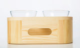 Wakupet Double Glass Bowls Raised Wooden Feeder